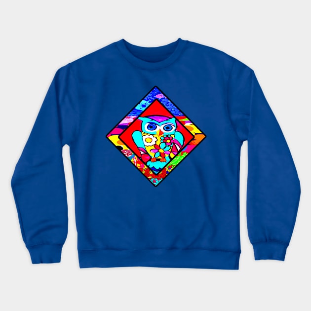 Red Owl Retro Diamond Crewneck Sweatshirt by artbyomega